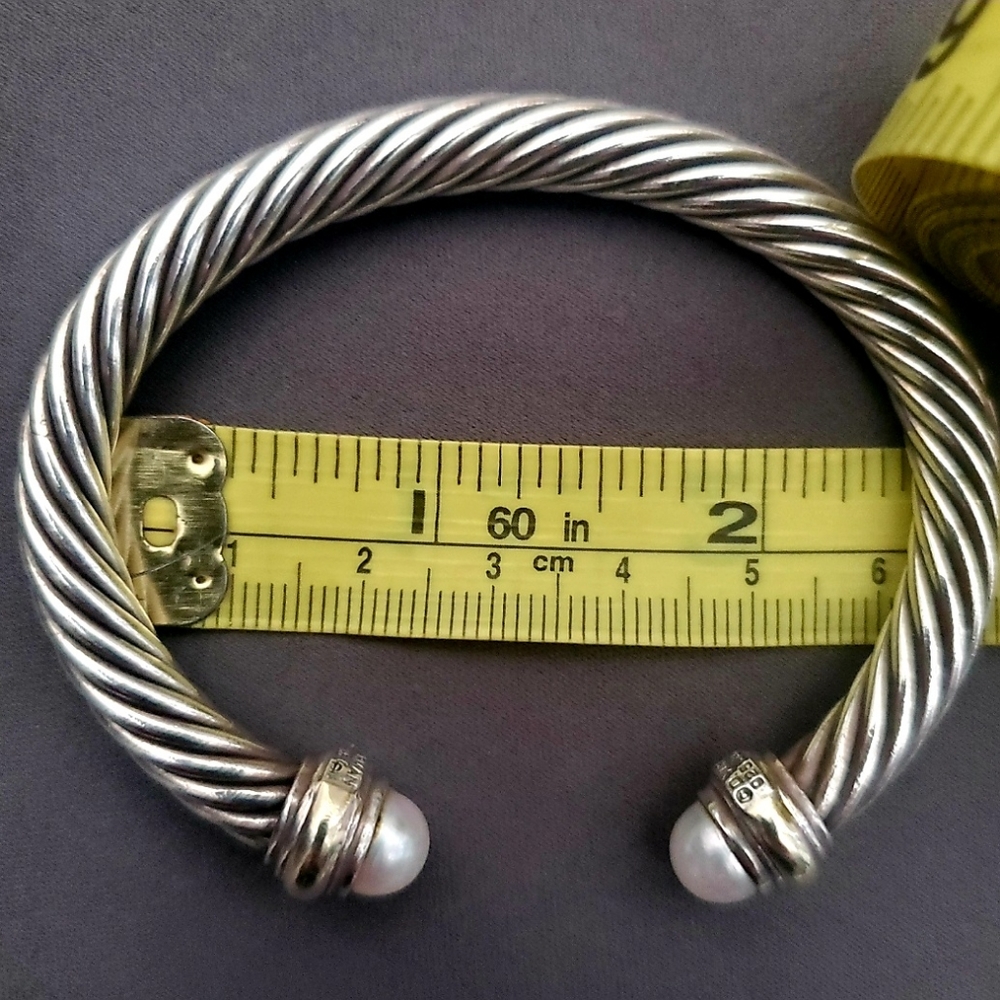 AUTHENTIC David Yurman 7mm 14k and Sterling Pearl Bracelet.